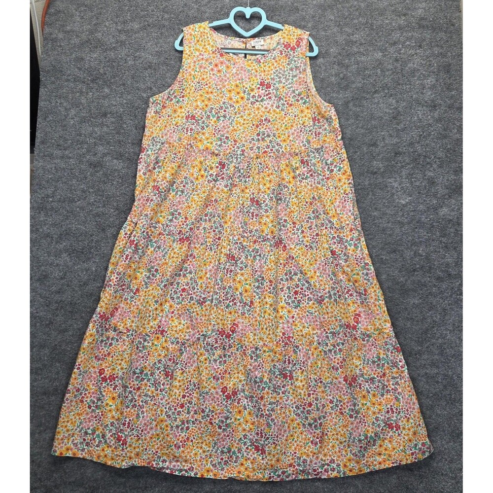 J.Crew Dress Womens 18 Multicolor Floral Sleeveless Tiered Midi Sundress Summer